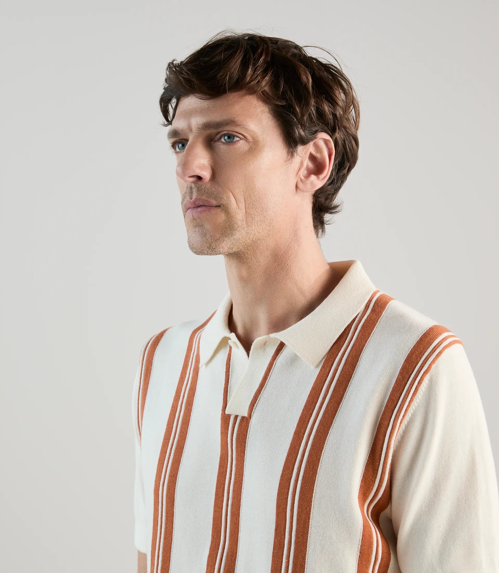 Polo en maille à rayures orange - IZAC