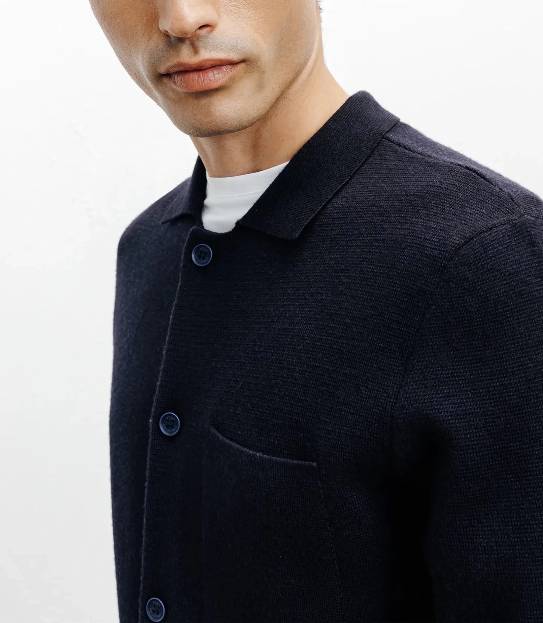 Cardigan surchemise en maille marine - IZAC