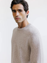Pull col rond en laine beige - IZAC