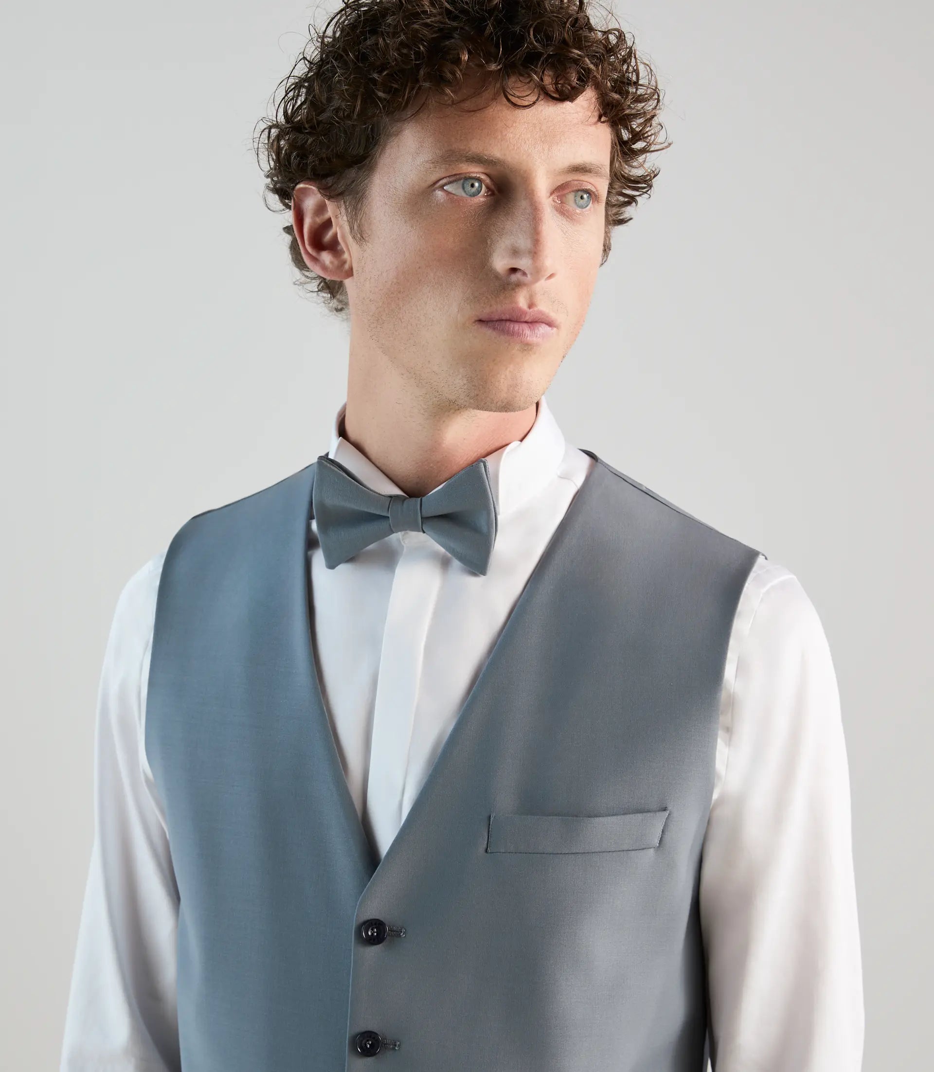 Gilet ville en laine majoritaire bleu gris clair - IZAC