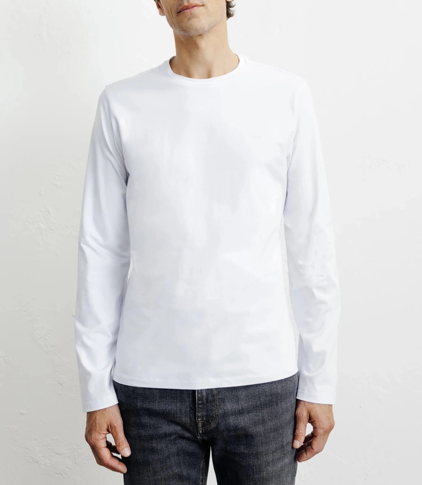T-shirt col rond manches longues blanc - IZAC