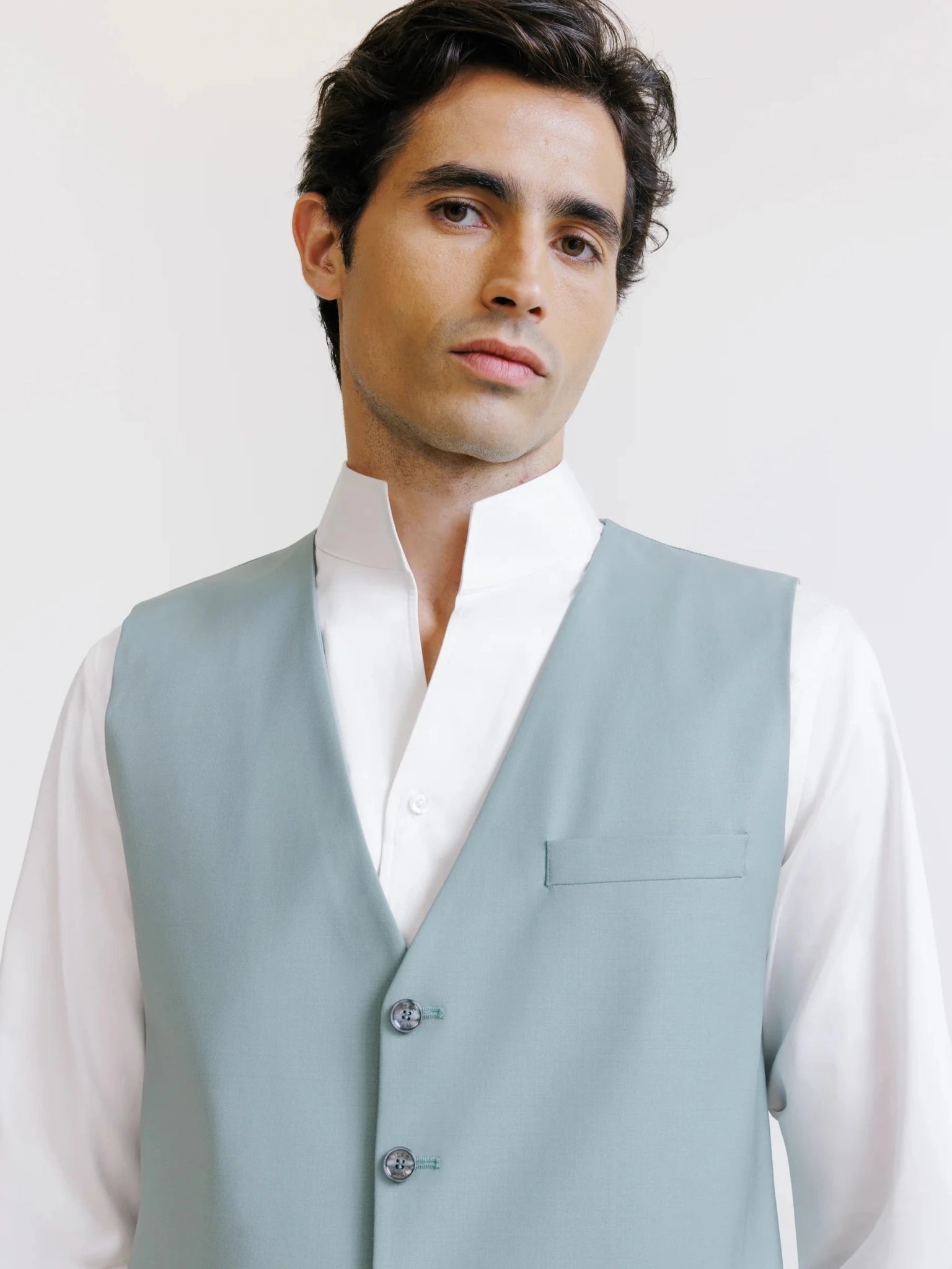 Gilet ville en laine majoritaire vert clair - IZAC
