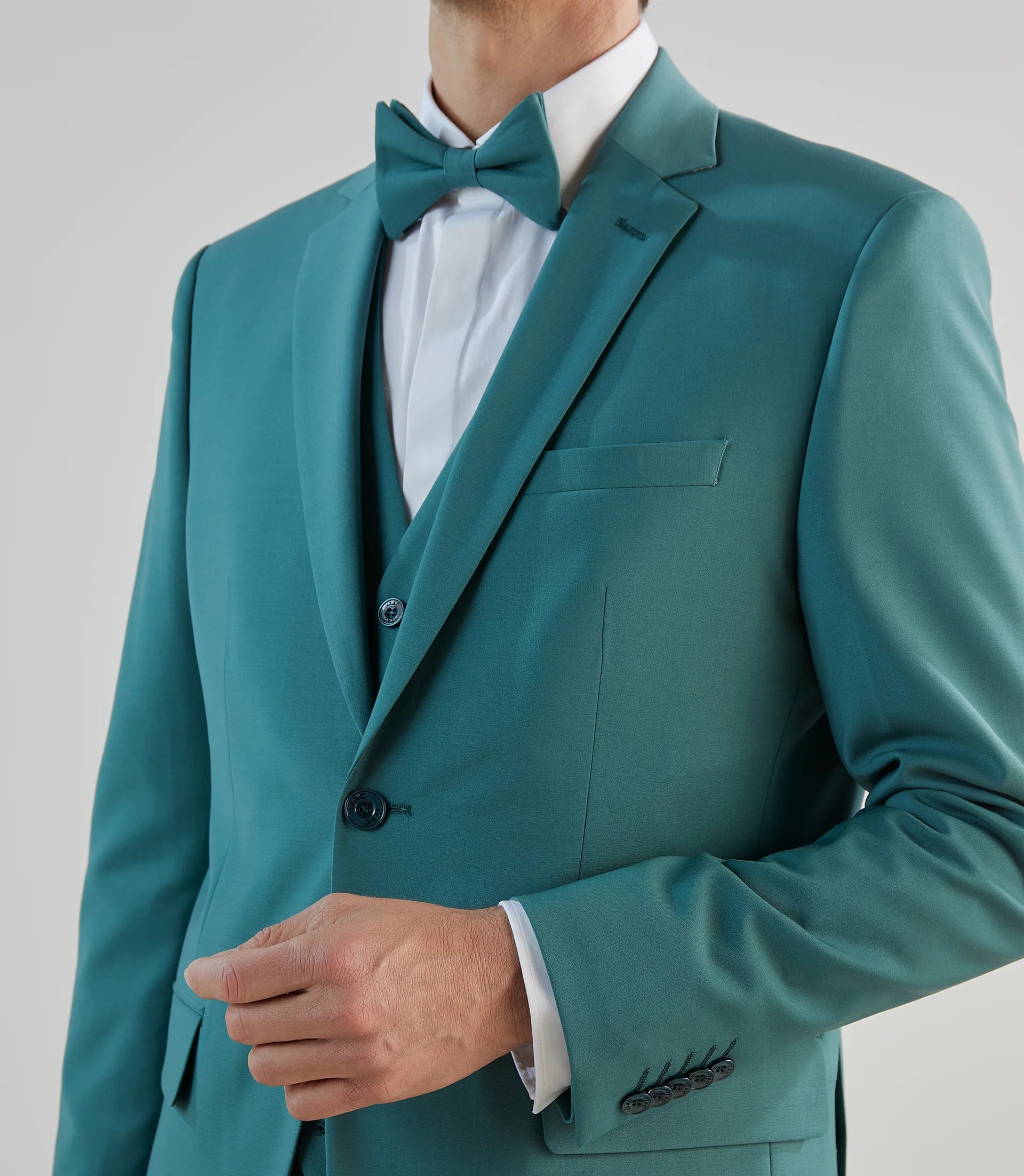 Costume 2 boutons en laine majoritaire vert - IZAC