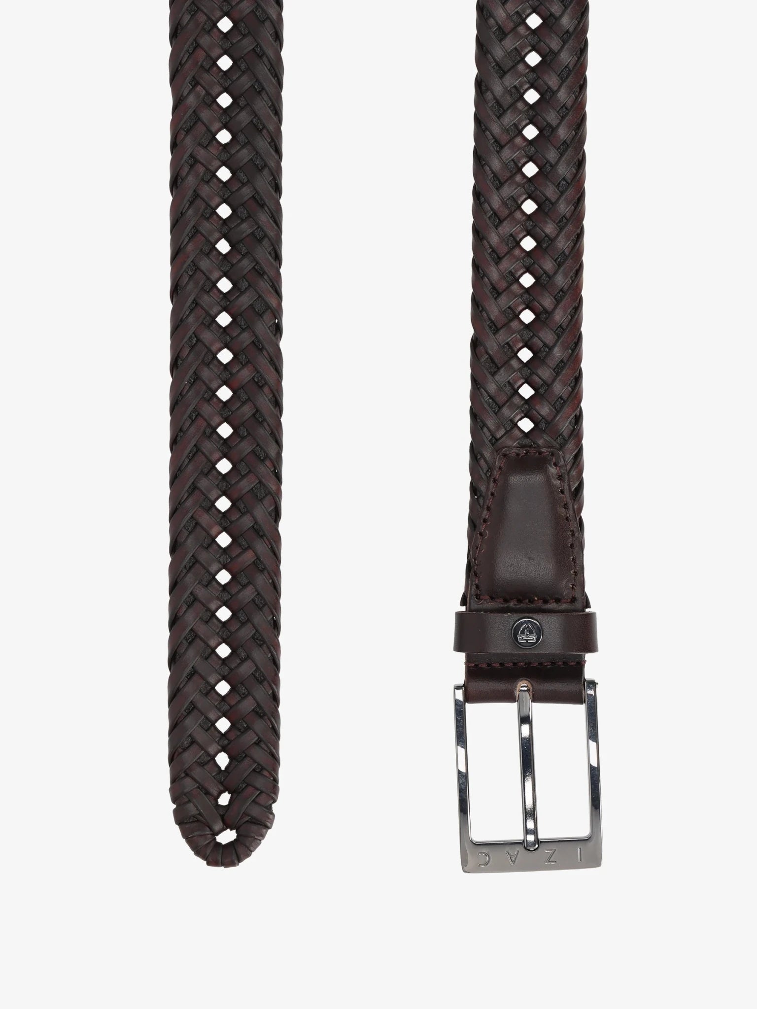 Ceinture tressée en cuir marron - IZAC