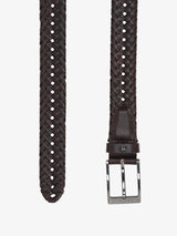 Ceinture tressée en cuir marron - IZAC