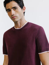 T-shirt en maille bordeaux
