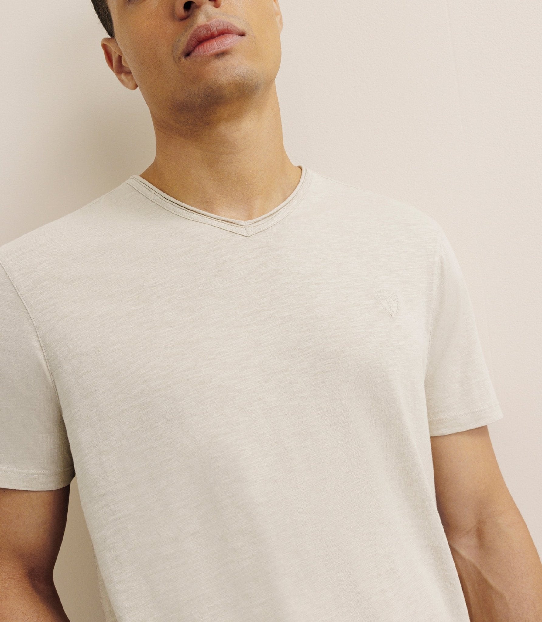 T-shirt col V beige - IZAC