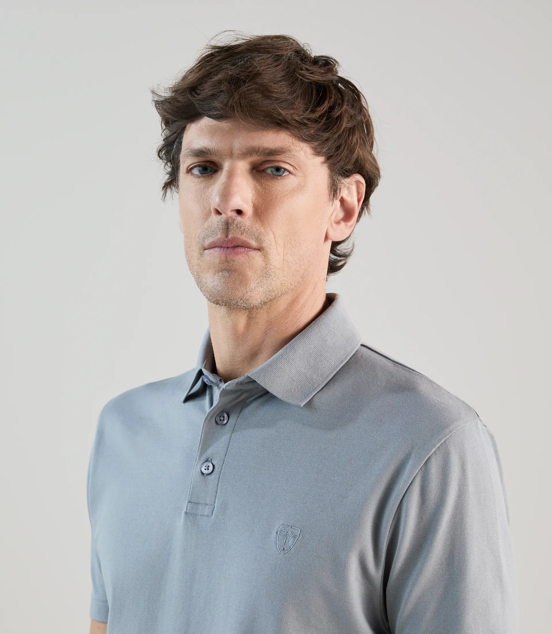 Polo piqué bleu gris clair - IZAC