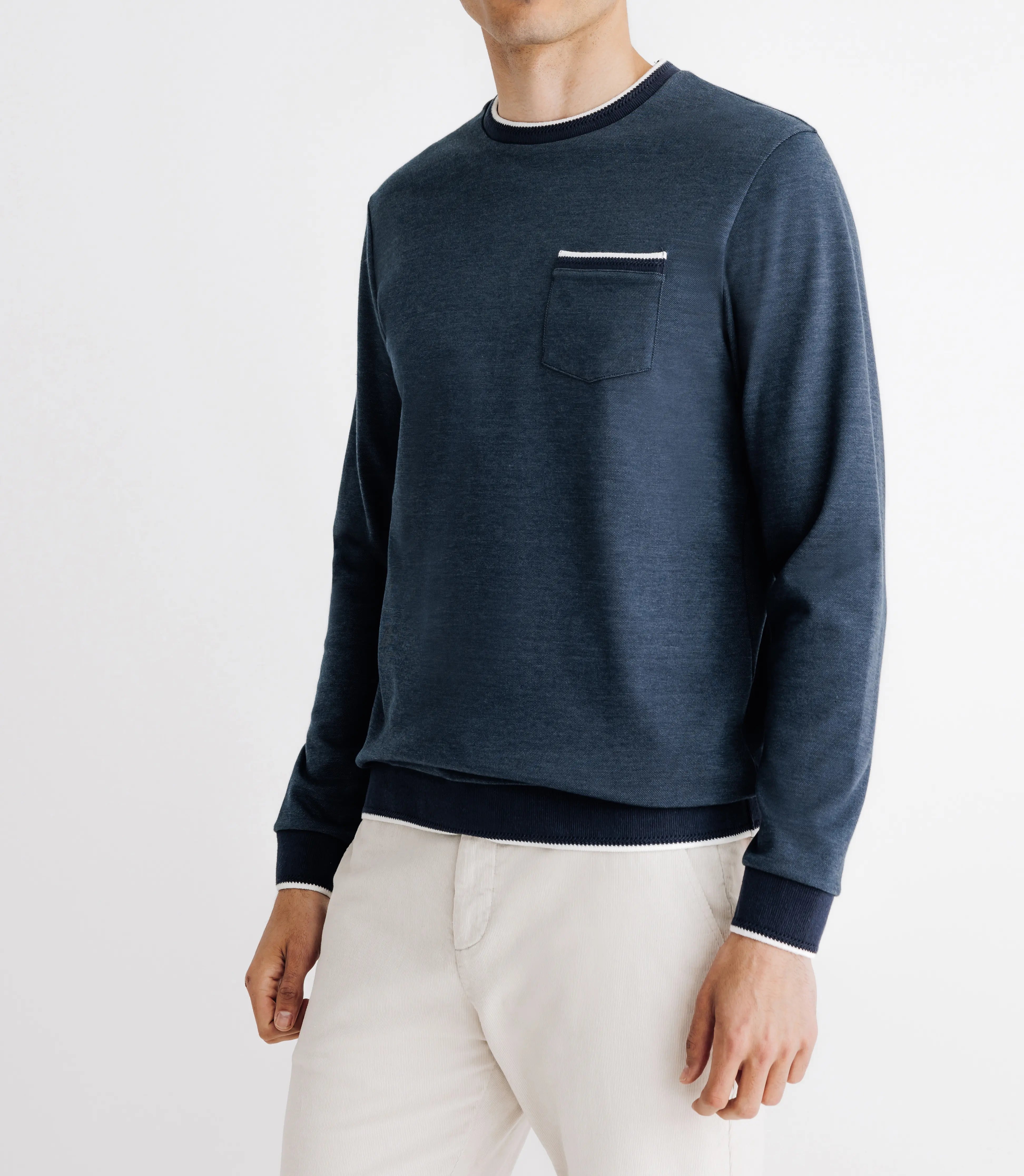 T-shirt col rond avec poche marine - IZAC
