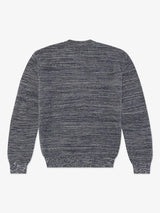 Pull col rond uni jeu de point indigo