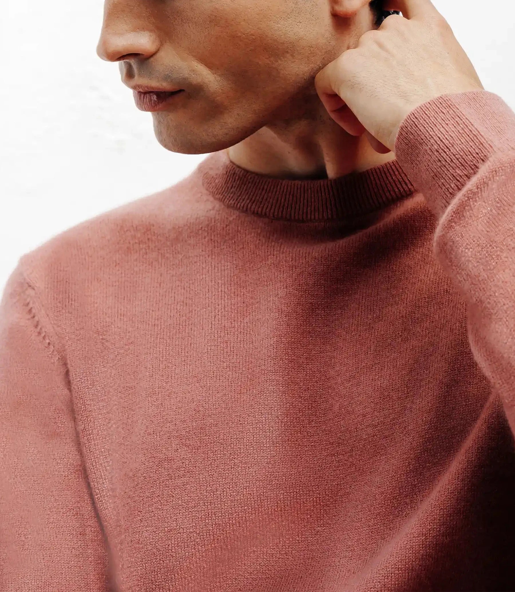 Pull col rond 100% cachemire rose - IZAC