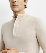 Pull col montant demi zippé beige - IZAC
