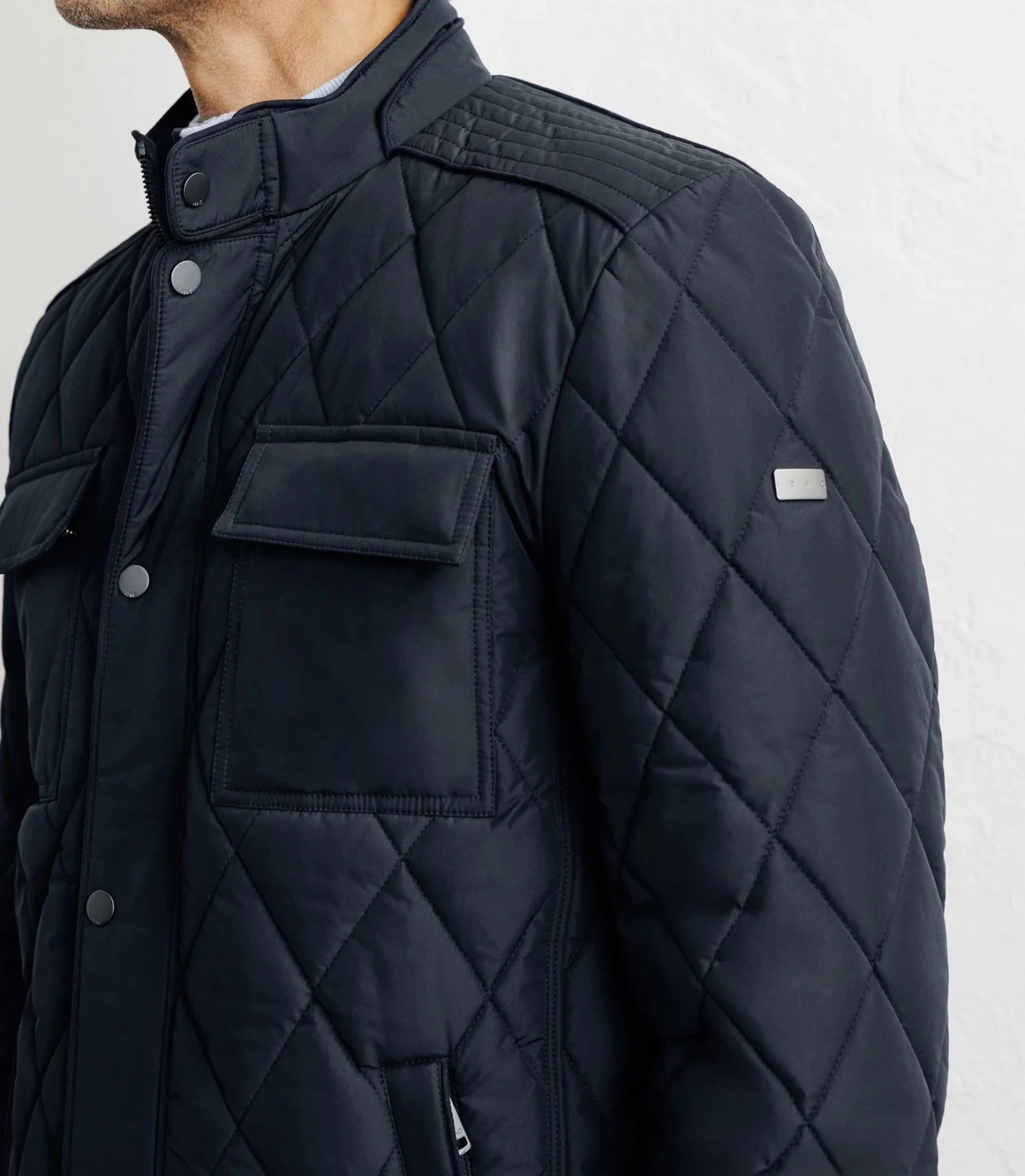 Blouson col chemise marine - IZAC
