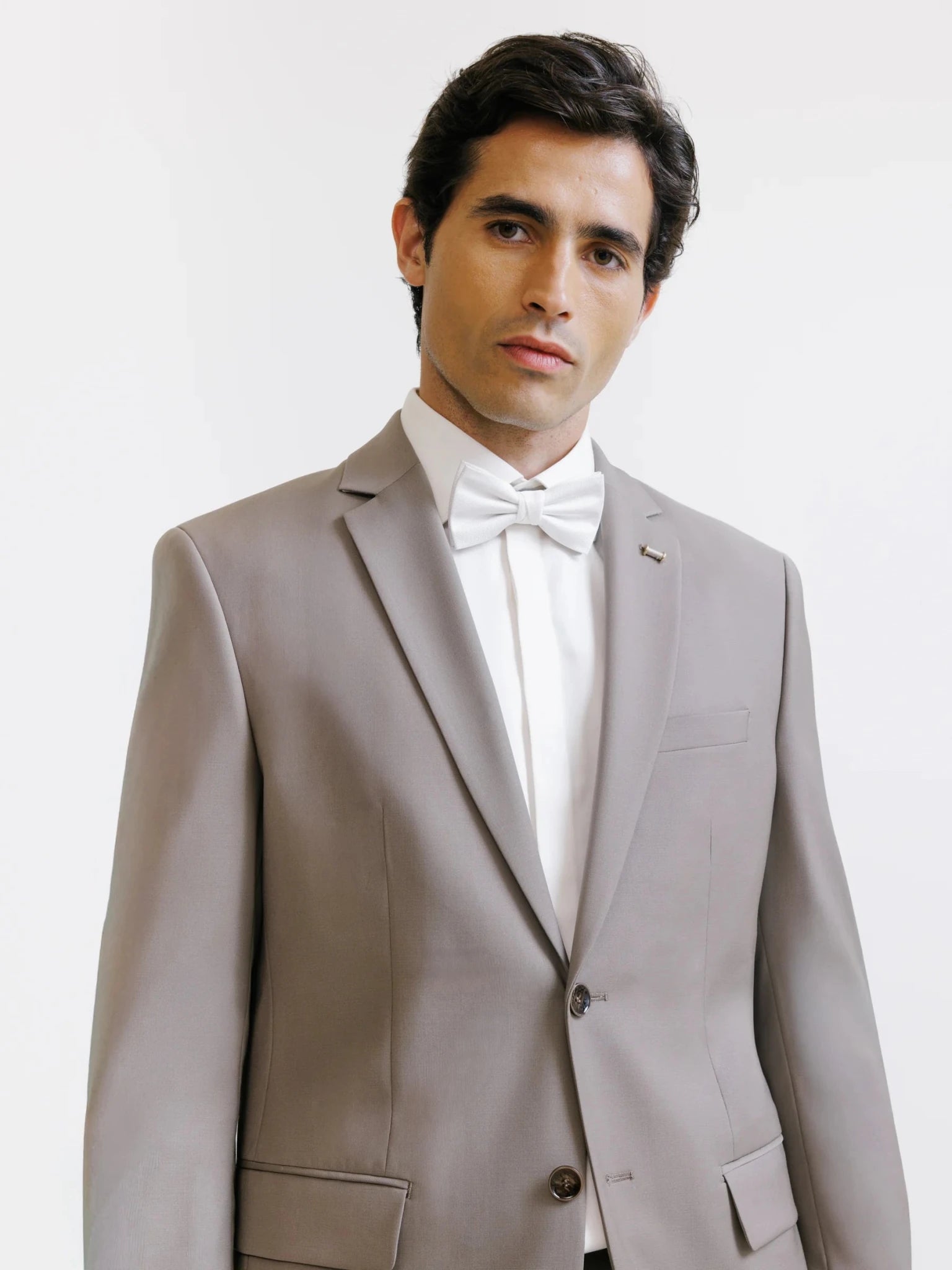 Costume 2 boutons laine majoritaire taupe - IZAC