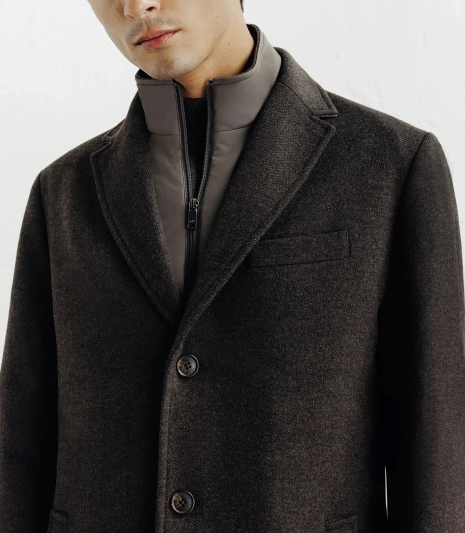 Manteau ville à parmenture amovible marron - IZAC