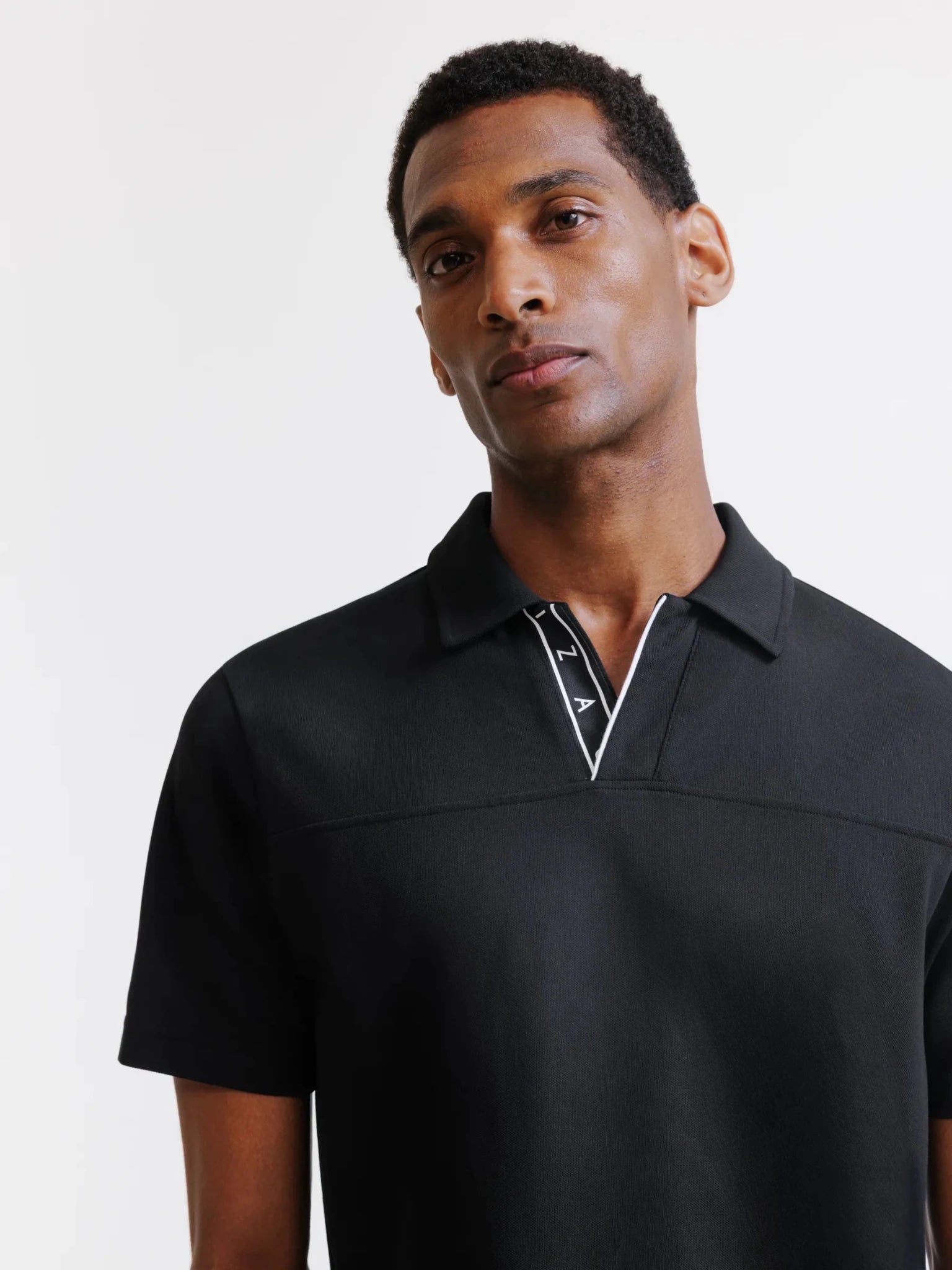 Polo col ouvert noir - IZAC