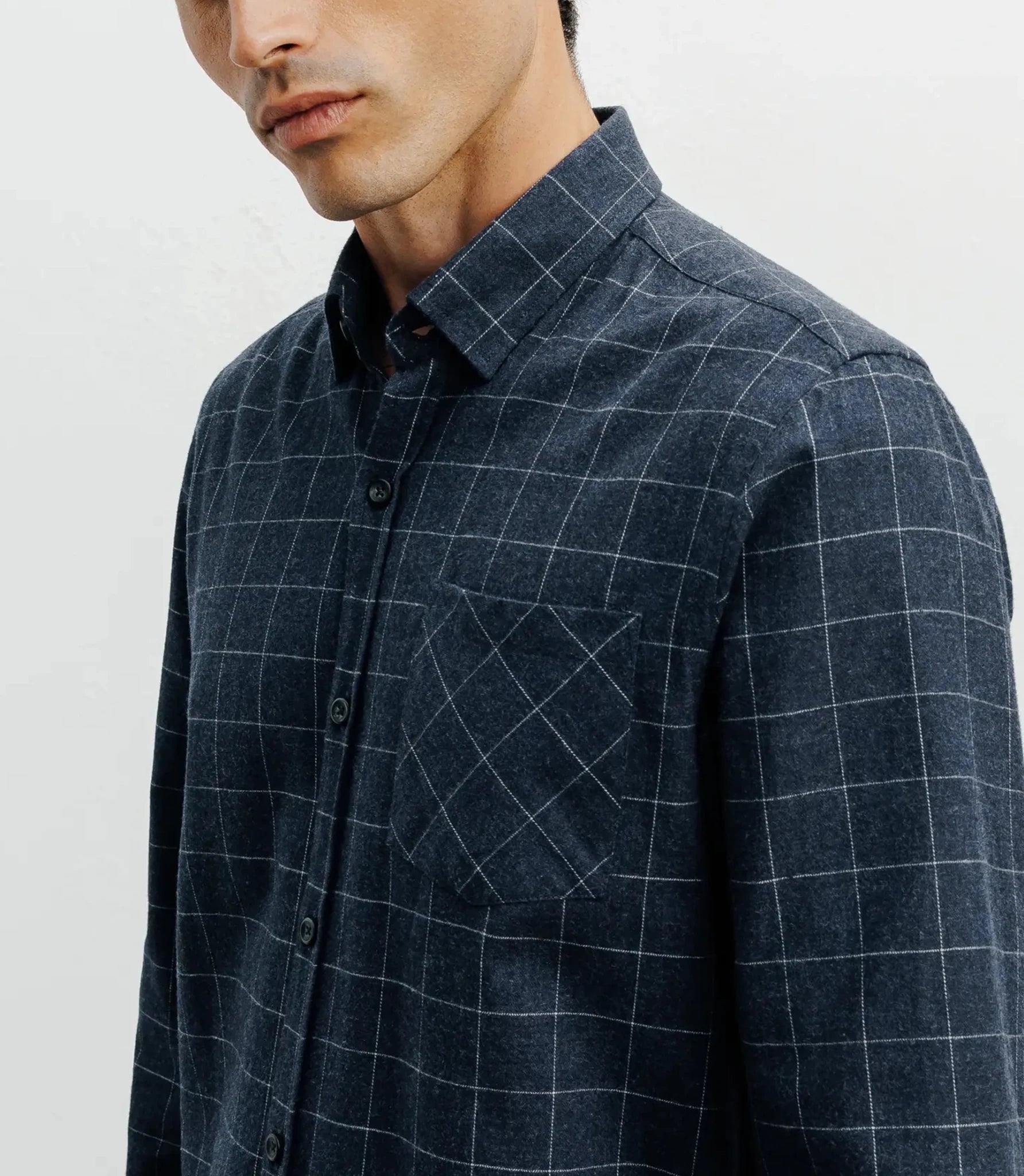 Chemise casual à petits carreaux marine - IZAC