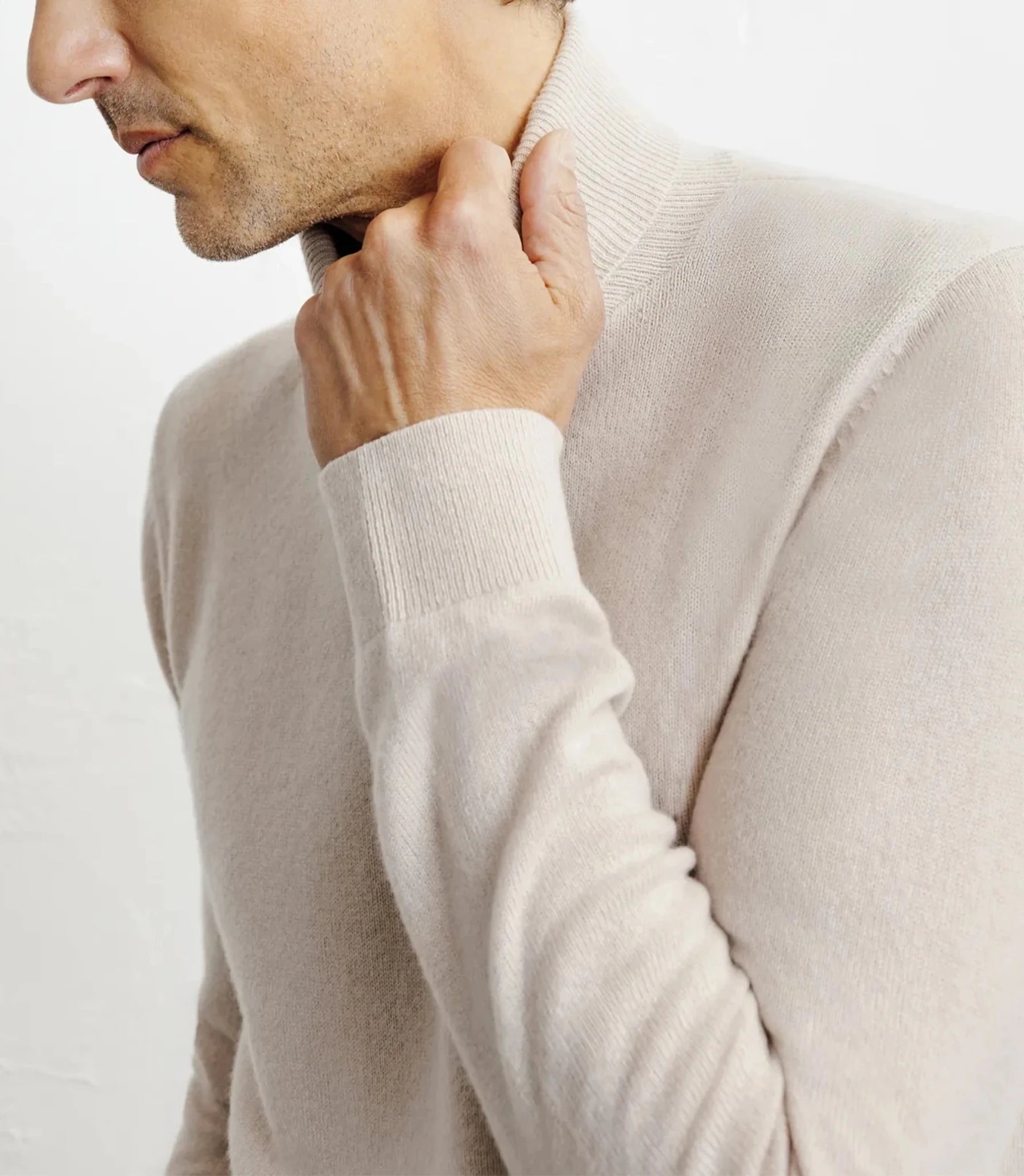 Pull col roulé 100% cachemire beige - IZAC