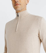 Pull col montant zippé beige - IZAC