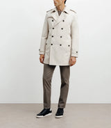 Beige double-breasted trench coat