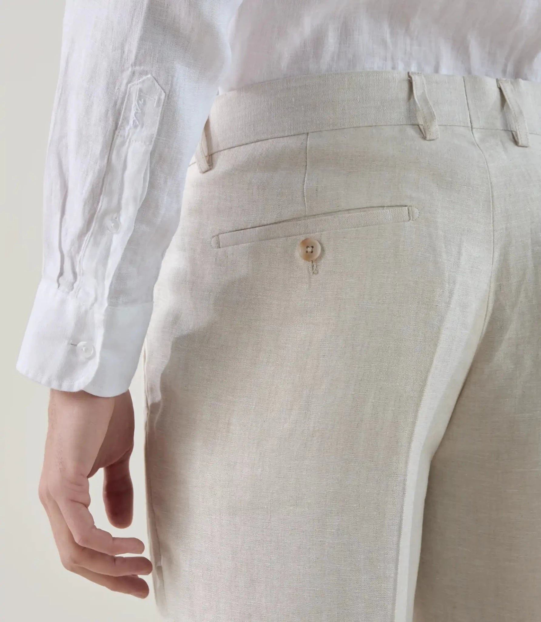 Pantalon ville 100% lin beige clair - IZAC