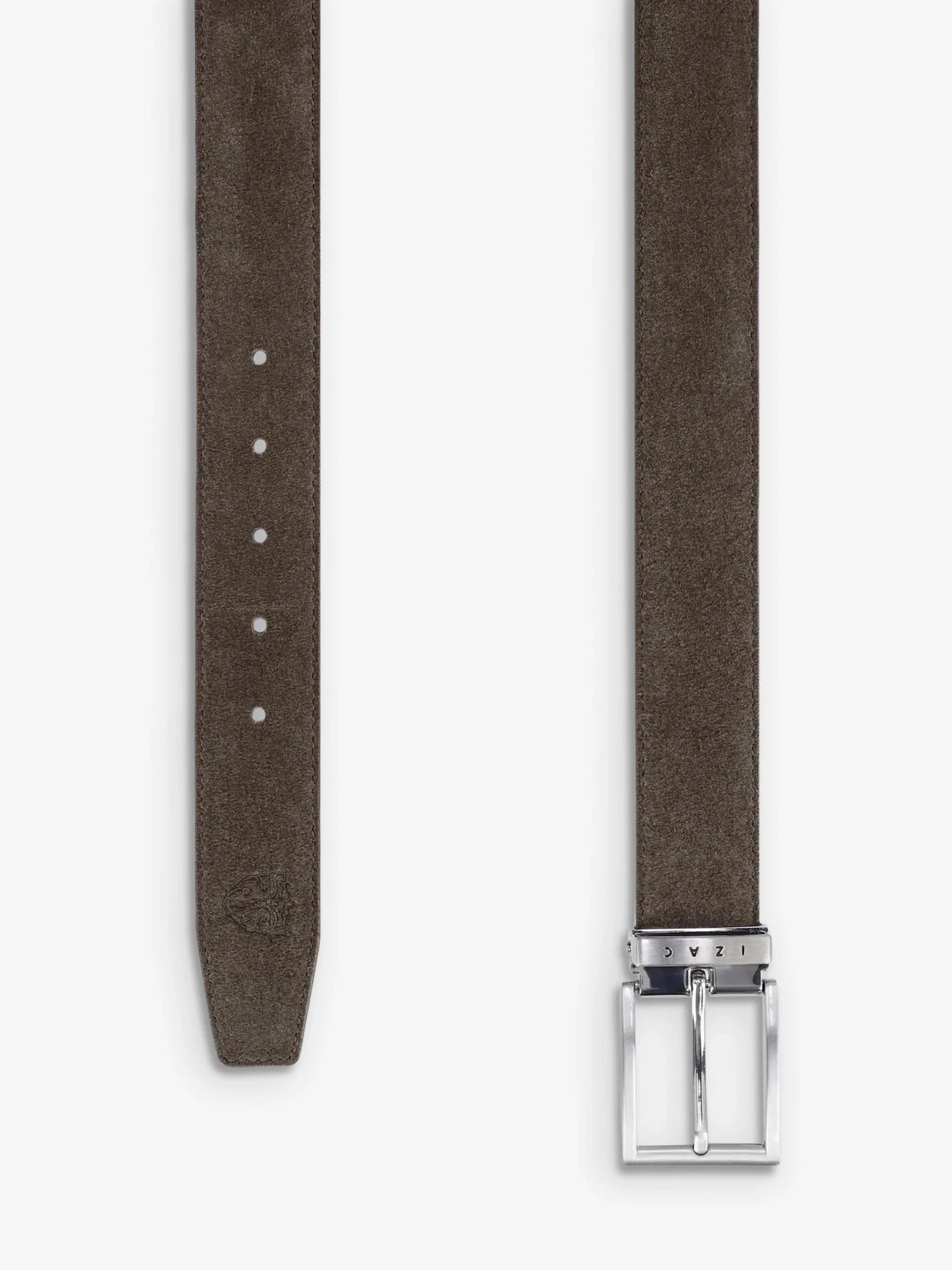 Ceinture réversible en cuir nubuck marron - IZAC