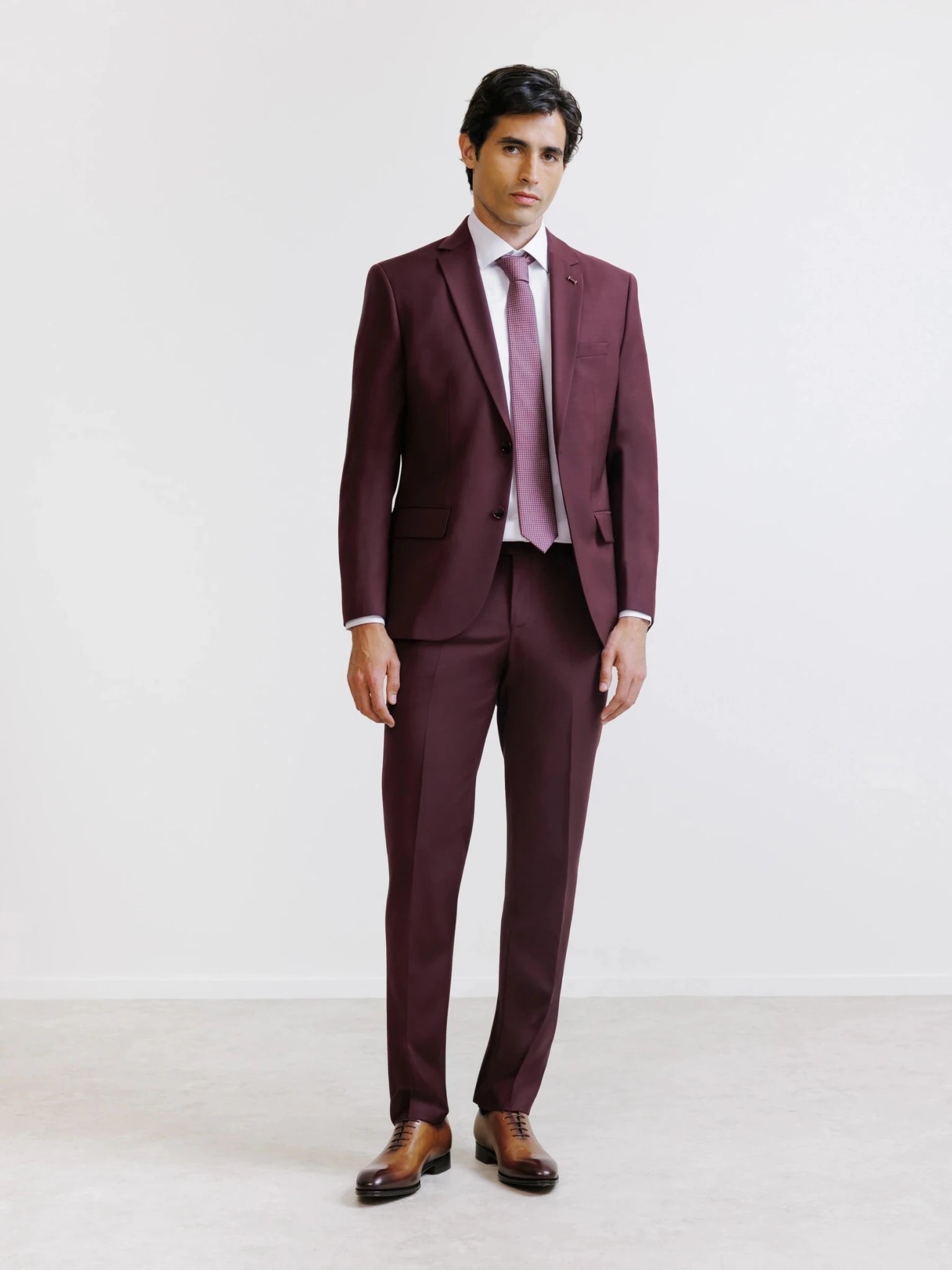 Costume 2 boutons laine majoritaire prune - IZAC