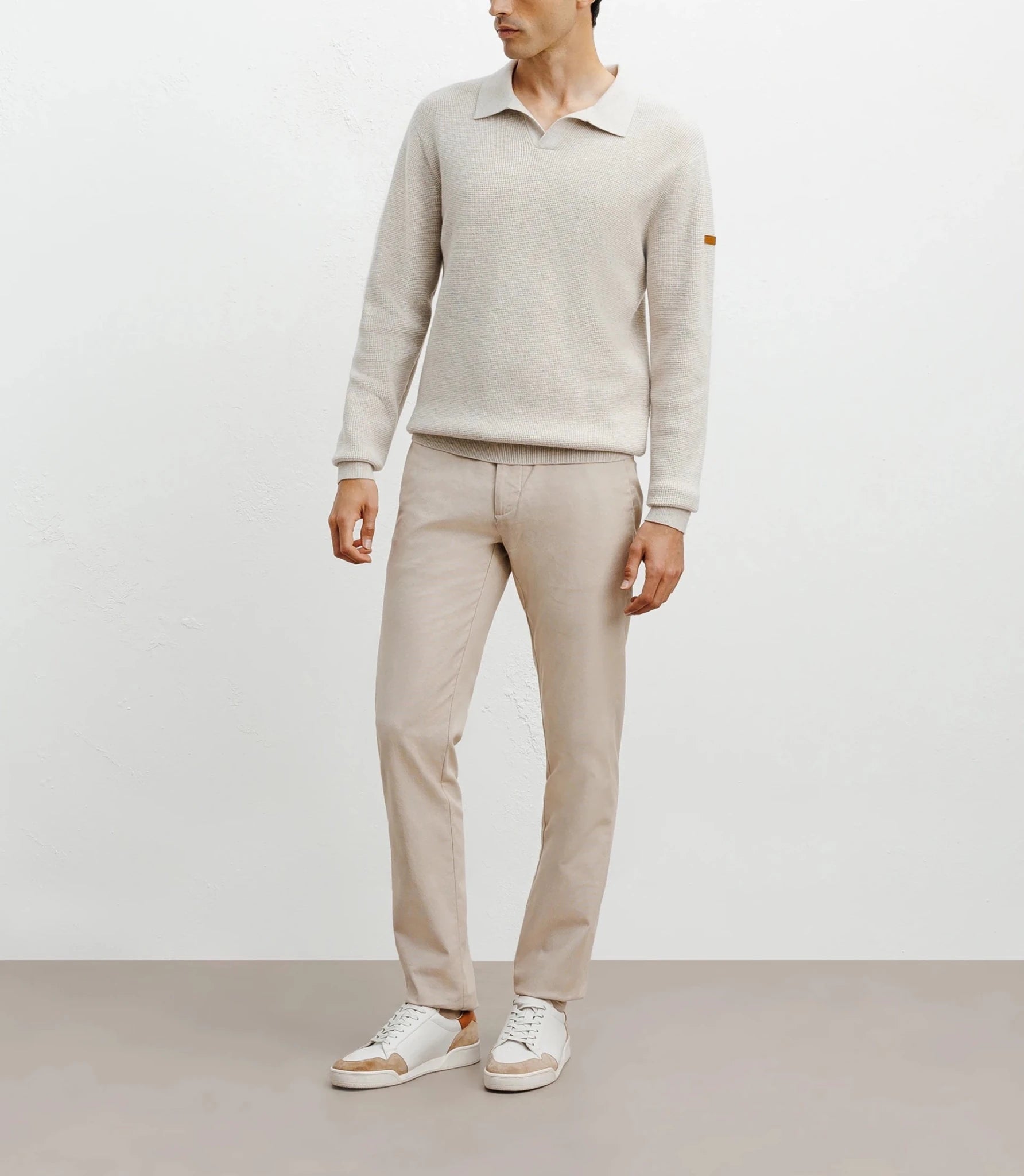 Pull col polo ouvert beige - IZAC
