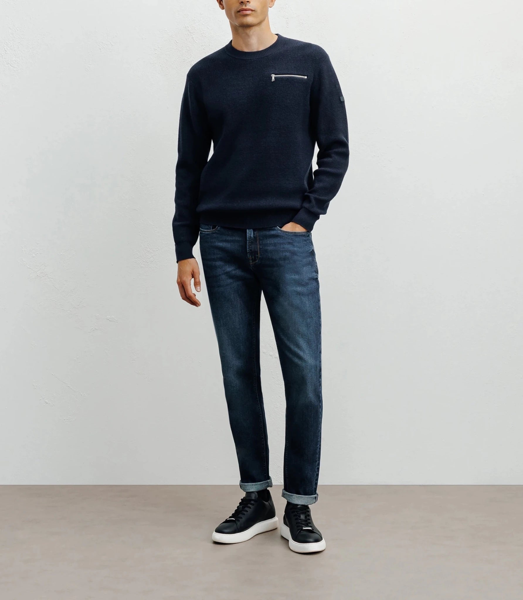 Pull col rond marine - IZAC