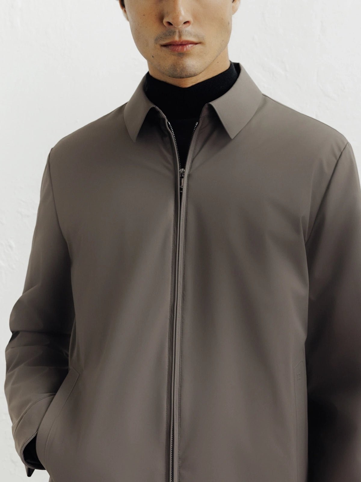 Blouson col chemise taupe - IZAC