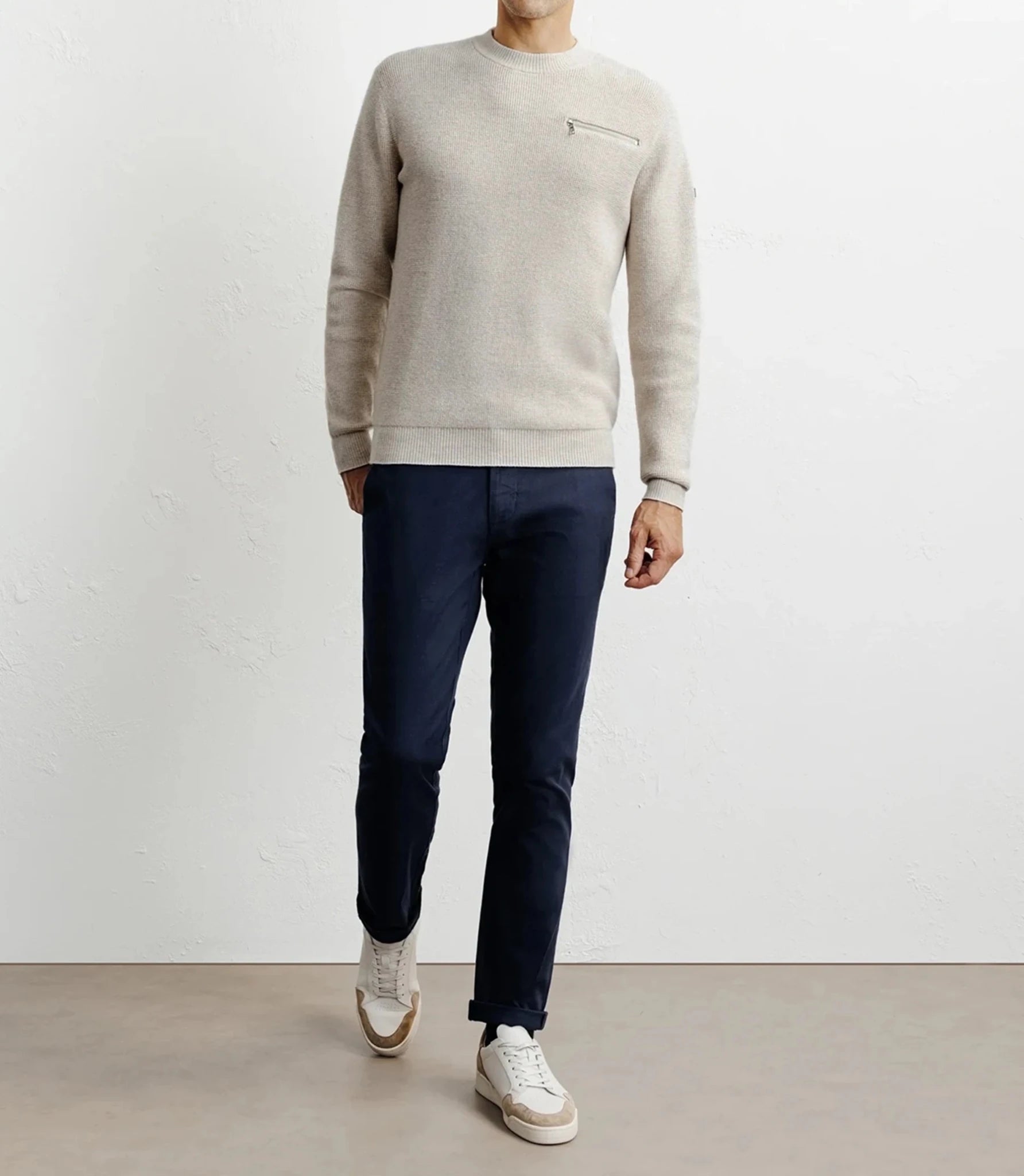 Pull col rond beige - IZAC