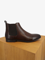Bottine chelsea en cuir lisse marron - IZAC