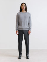 Pull jacquard col rond gris