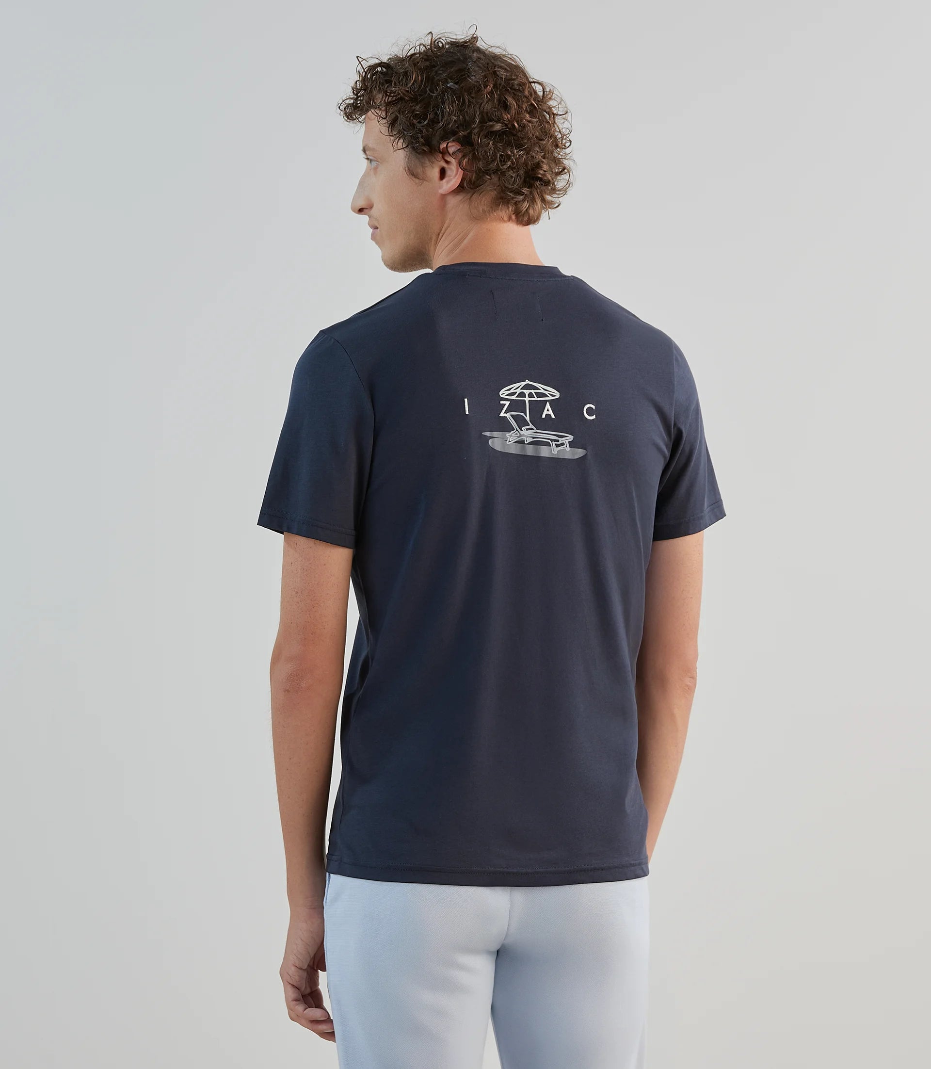 T-shirt col rond avec print marine - IZAC