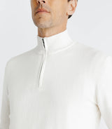 Pull coton/cachemire col zippé écru - IZAC