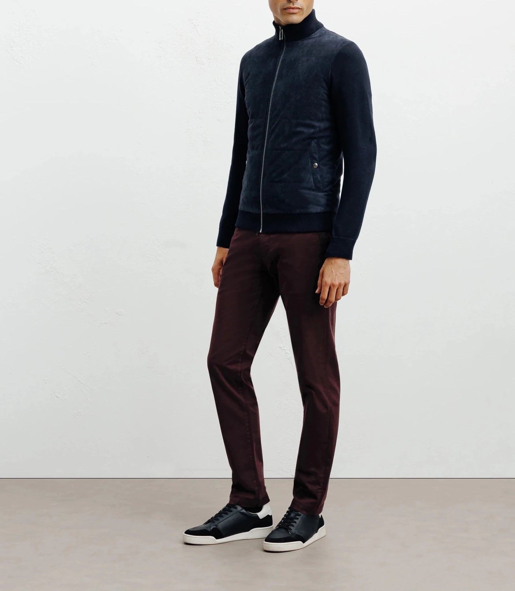 Gilet zip bi-matière marine - IZAC