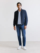 Navy high collar jacket