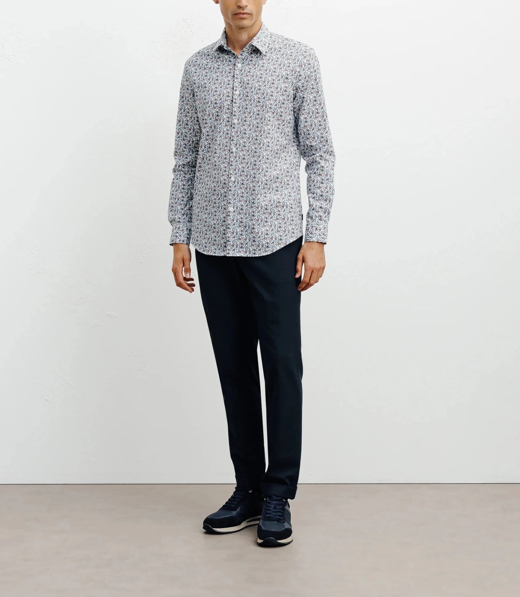 Chemise casual imprimé fleurs bleu - IZAC