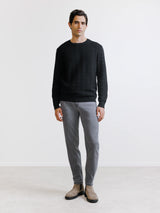 Pull jacquard col rond noir