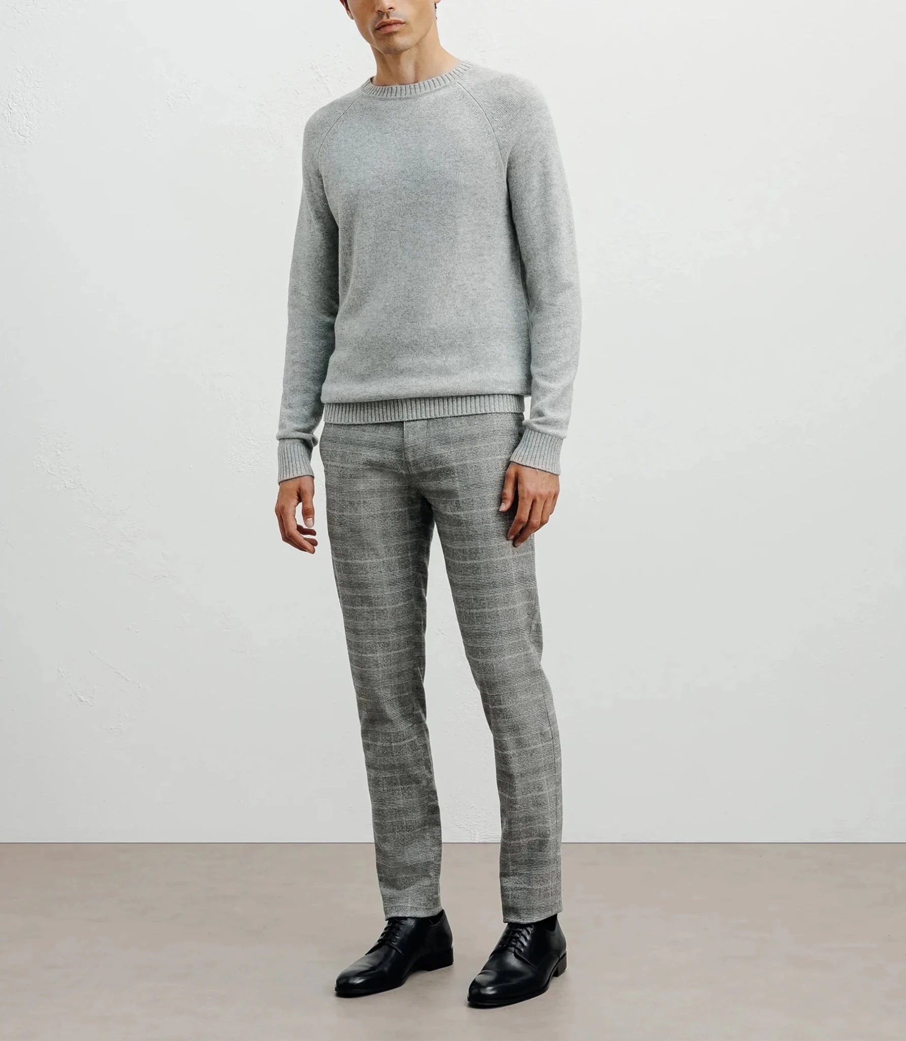 Pull en laine col rond gris chiné - IZAC