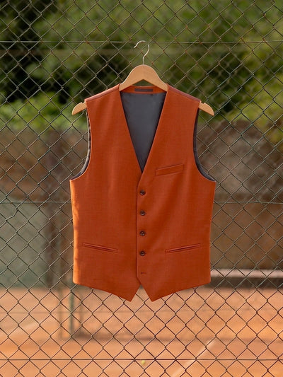 Gilet ville en laine majoritaire terracotta - IZAC