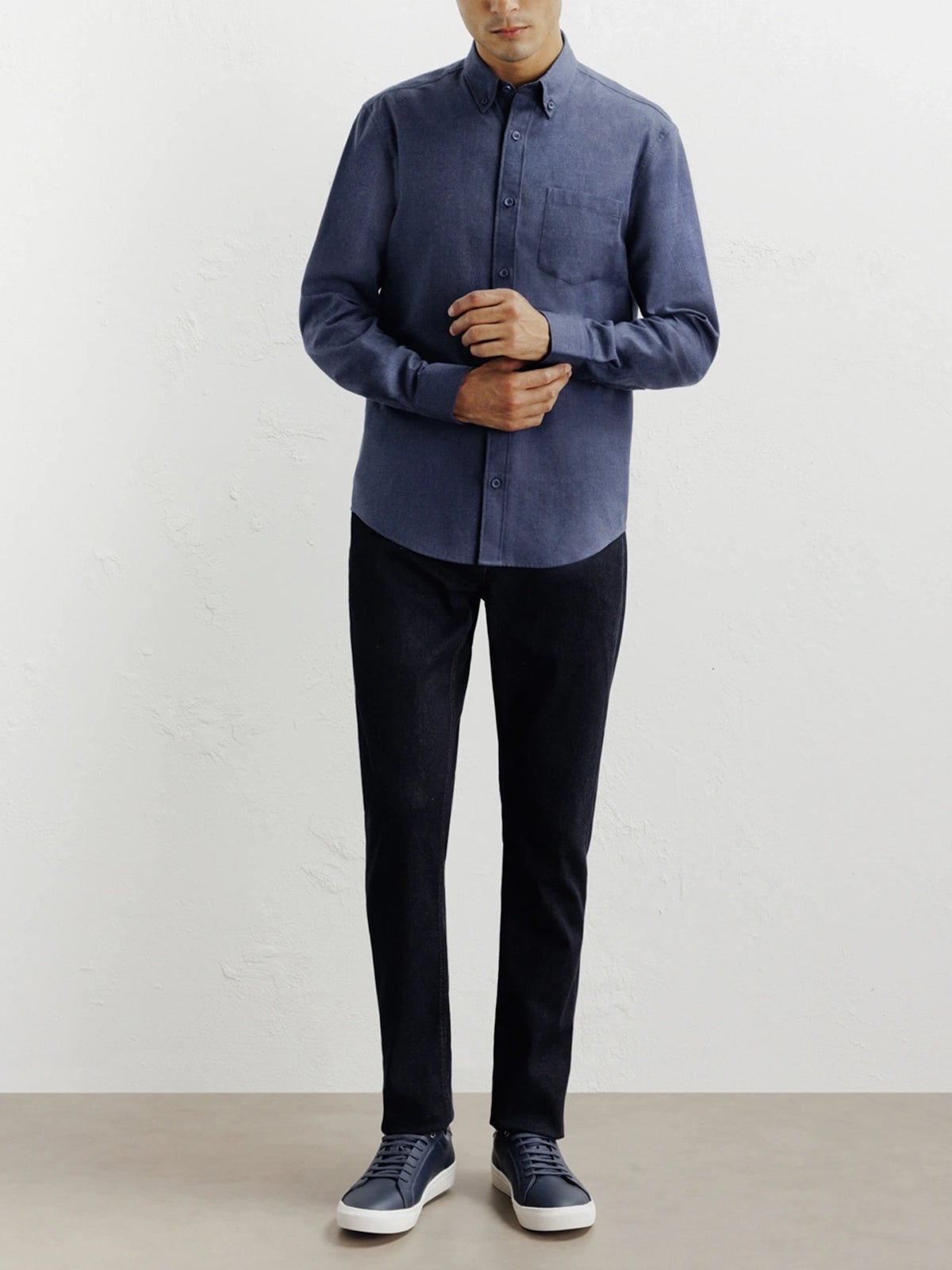 Chemise casual avec col boutonné marine - IZAC
