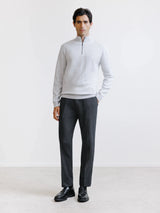 Pull à col demi-zippé gris clair - IZAC