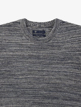 Pull col rond uni jeu de point indigo