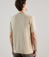 T-shirt à manches courtes en jeu de points beige - IZAC