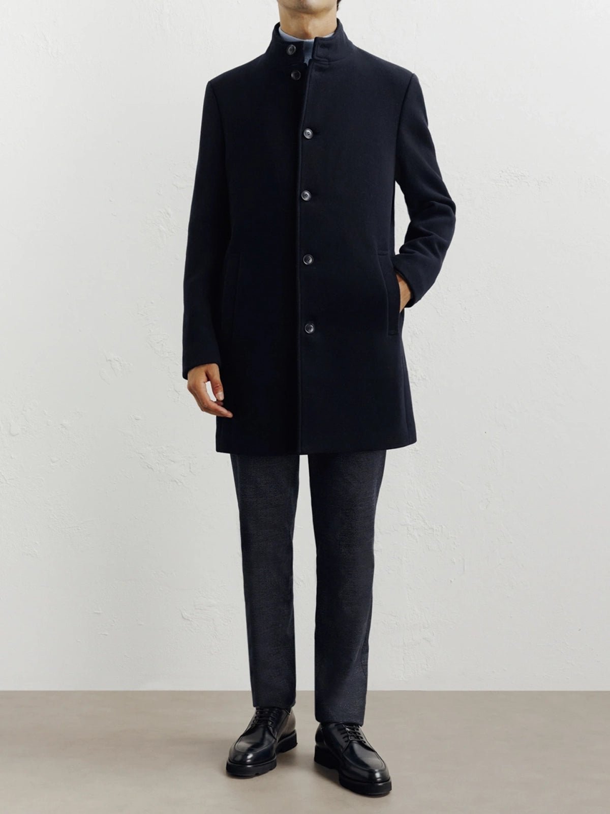 Manteau ville à col mao marine - IZAC