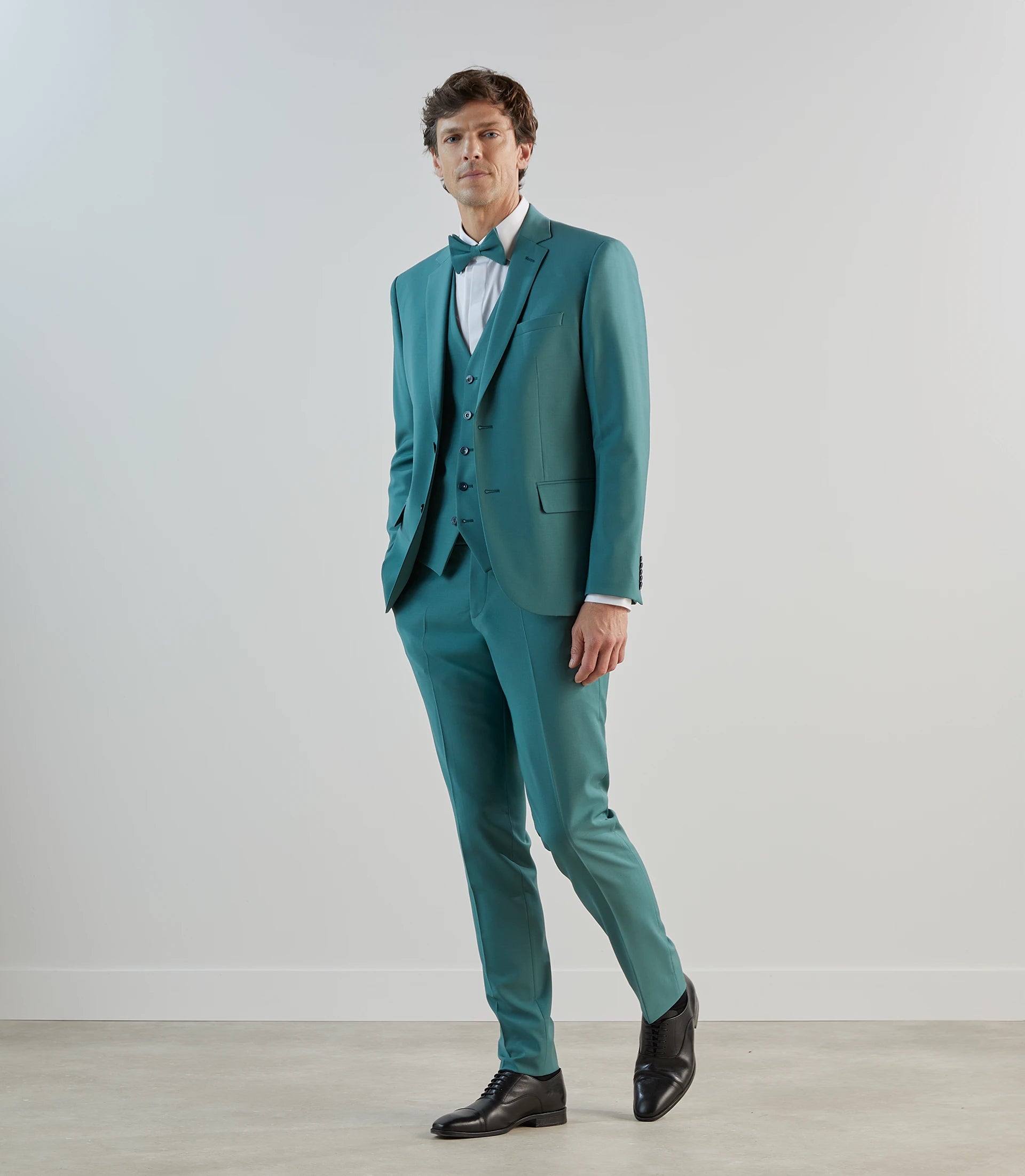 Costume 2 boutons en laine majoritaire vert - IZAC