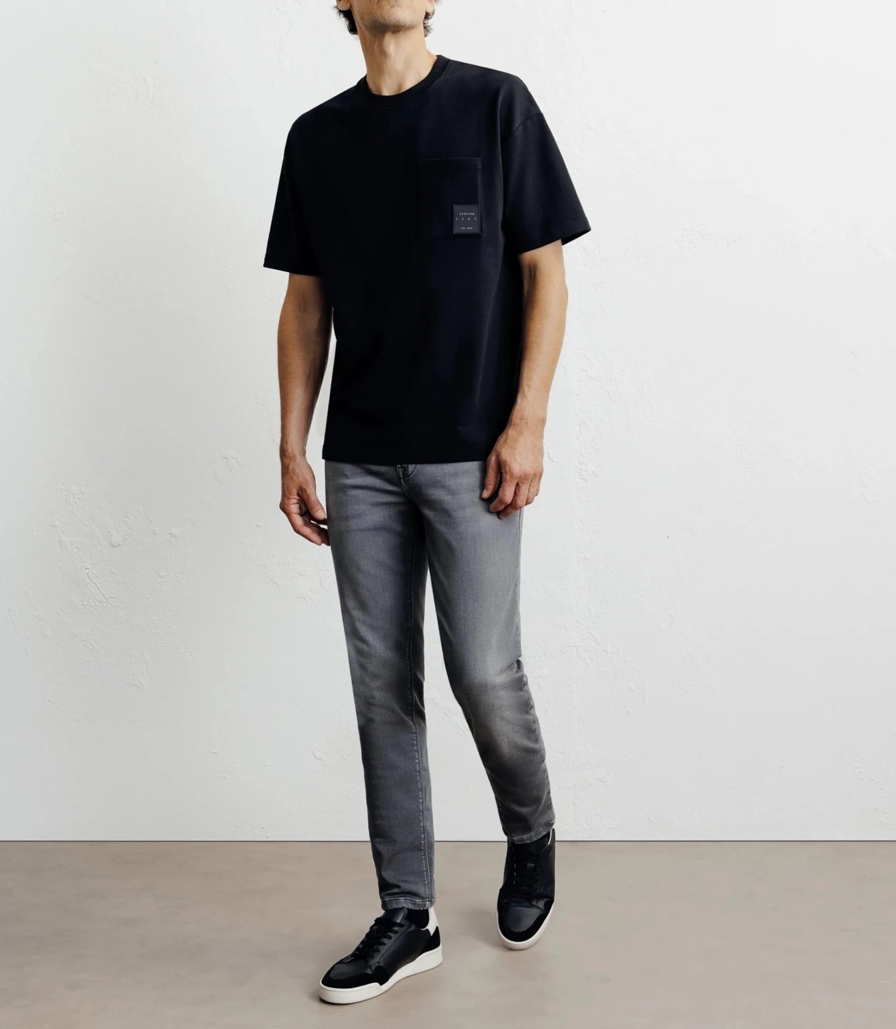 T-shirt oversize col rond noir - IZAC