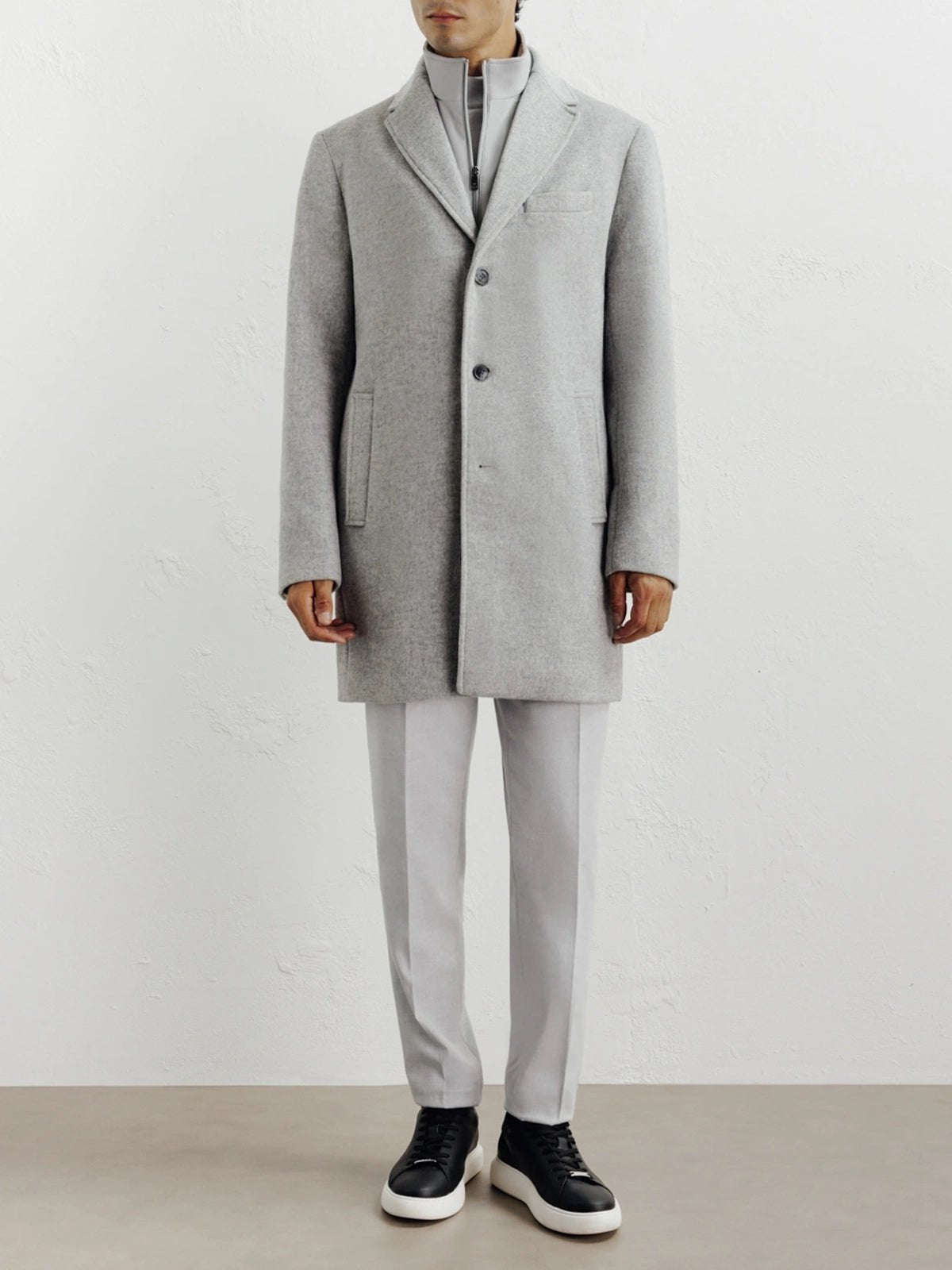 Manteau ville à parmenture amovible gris clair - IZAC