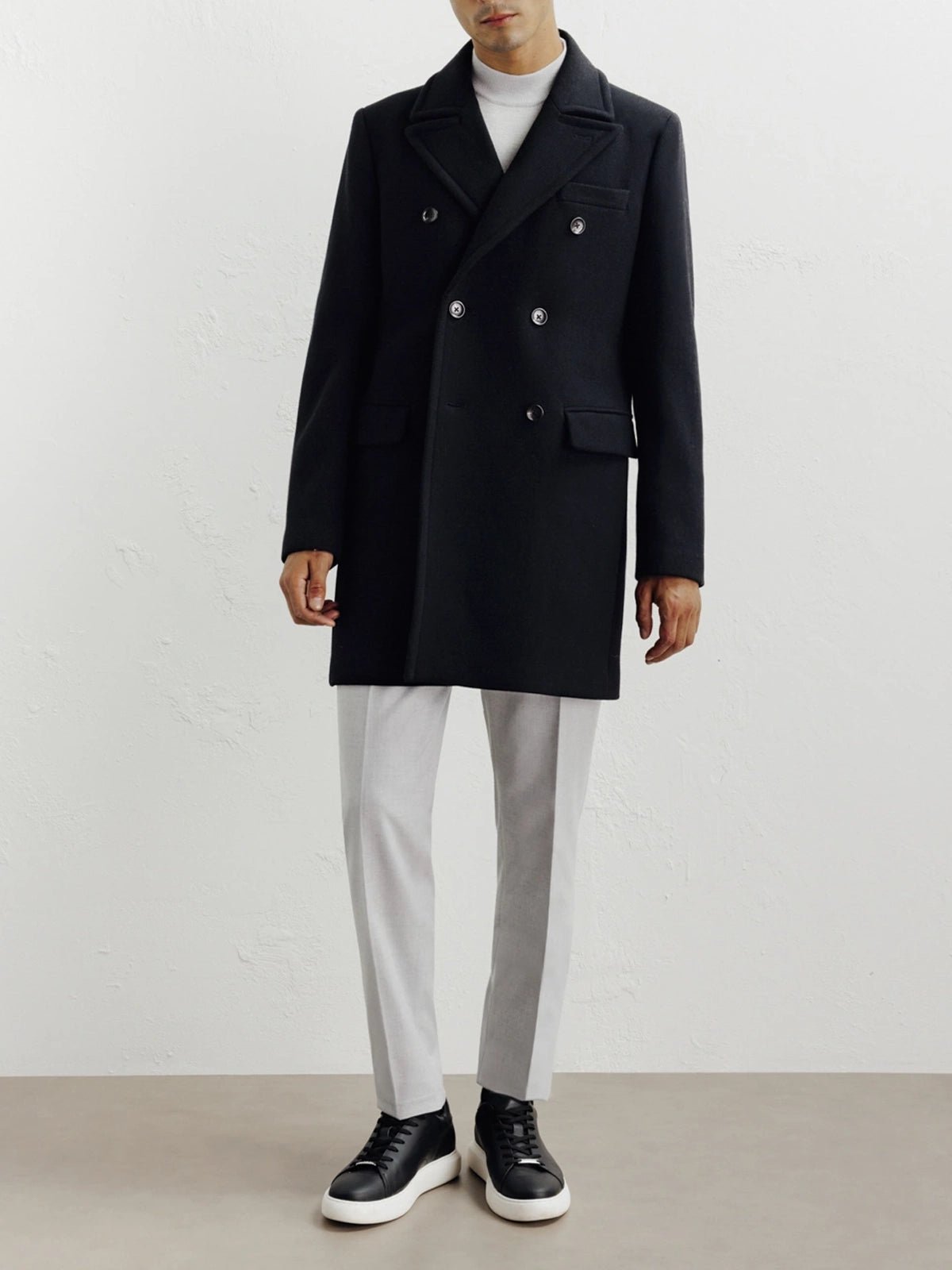Manteau ville croisé noir - IZAC